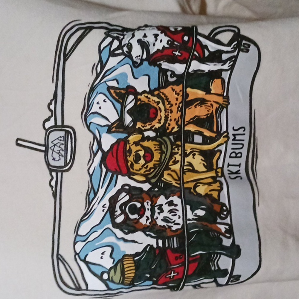 Wild Tribute- Ski Bums Women's Cream Graphic Hoodie - Picture 3 of 13